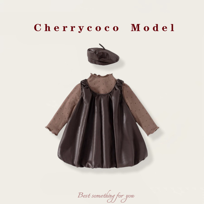 CHERRYCOCO女童连衣裙秋装2025新款洋气时髦儿童背带裙套装公主裙