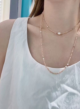 ZHAZHA韩国新款时尚简约百搭小众设计感珍珠项链高级感气质长项链