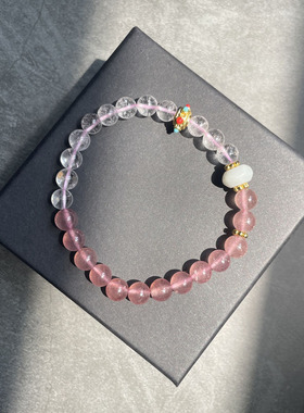 ZHAZHA韩国简约百搭小众设计感白水晶草莓晶手链女高级感气质手串