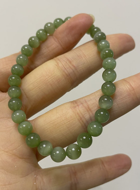 ZHAZHA孤品猫眼天然和田玉手串女款高级玉石手链串珠卡6m碧玉手链