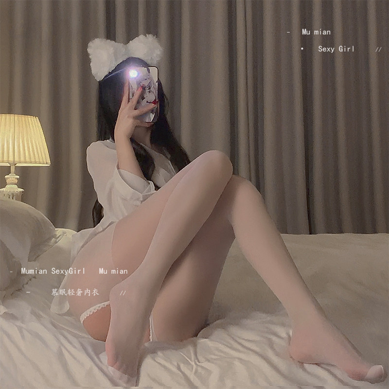 「慕眠」大胆示爱*性感黑丝可手撕袜诱惑开档免脱情调女薄款白丝
