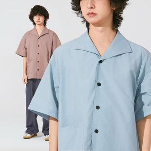 BPCALL24SS 海军短袖衬衫vintage阿美咔叽复古领亲肤透气夏季新品