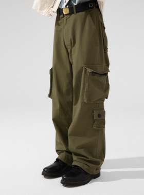 BPCALL25AW W工装长裤大口袋直筒阔腿美式多口袋工装裤