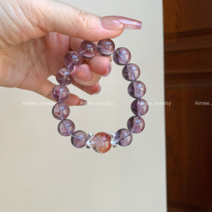 紫气东来 九紫离火 逢考必过 纯天然紫水晶手串设计款 绯红之巅