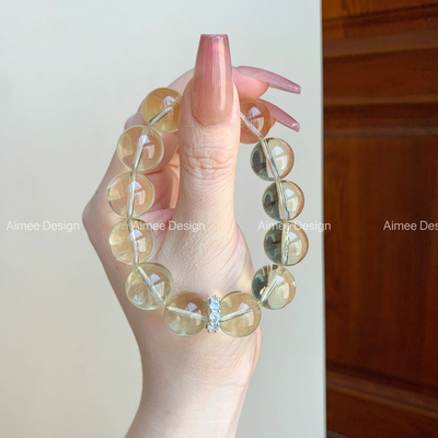 财源滚滚来~~天然黄水晶大珠手串