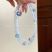 恋恋星空 心灵平静 纯天然蓝月光水晶多圈手串设计款 轻奢风