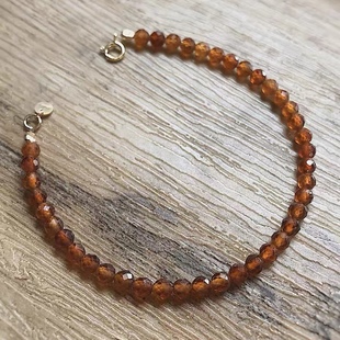 橙紫色天然石榴石手链小众设计原创轻奢精致保色金扣串珠送礼物女