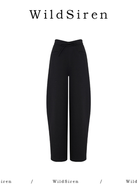 【Wildsiren】秋冬TR加厚保暖黑色抽绳阔腿休闲裤370032