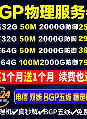 高防BGP物理服务器租用E5远程电脑云主机显卡模拟器网站传奇游戏