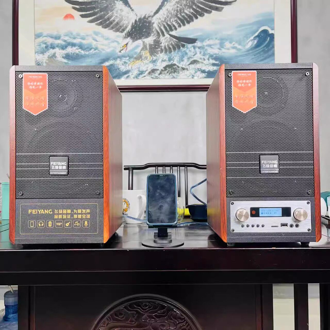 【辰星科技】飞扬T261有源对箱带双话筒蓝牙优盘可壁挂支架会议