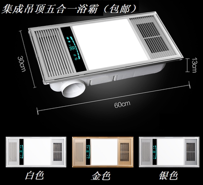 集成吊顶平面长方形浴霸照明取暖排气五合一30X60打折包邮