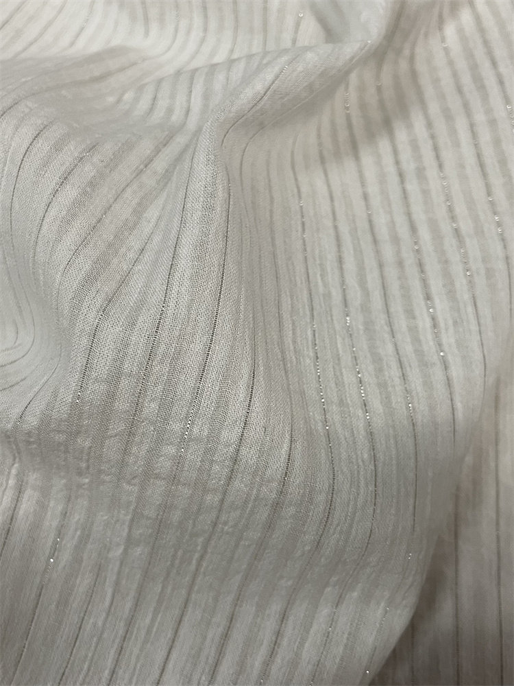 高档纯白色亮丝条纹纯棉布料柔软亲肤文艺清新衬衫连衣裙服装面料