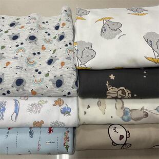 秋冬新品双面针织纯棉布料可爱卡通印花柔软婴幼儿A类服装面料