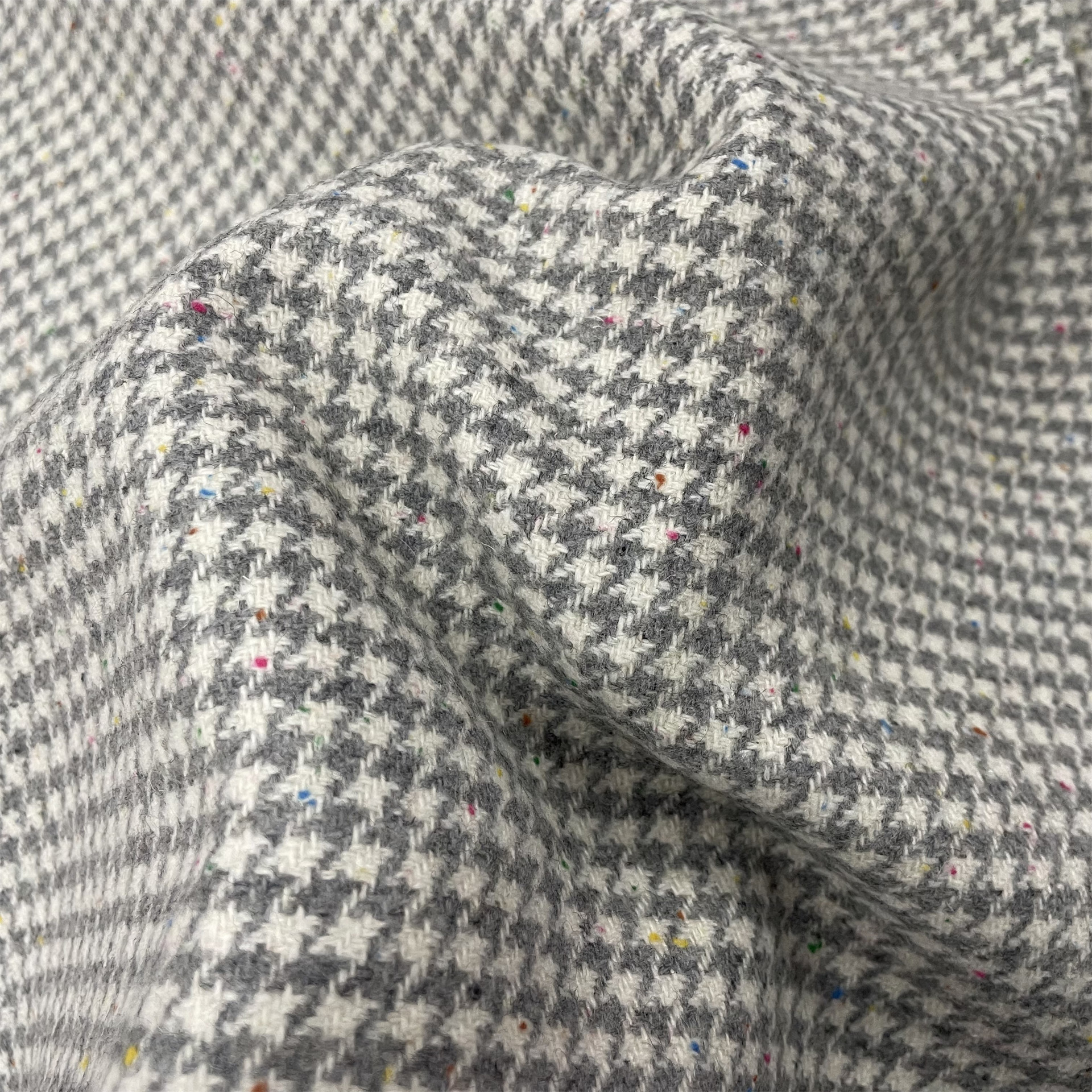 优质浅灰白色千鸟格子彩点羊毛呢布料西装外套连衣裙子服装面料,居家布艺,海绵垫/布料/面料/手工diy,淘宝优惠券,粉丝福利购,淘宝优惠卷