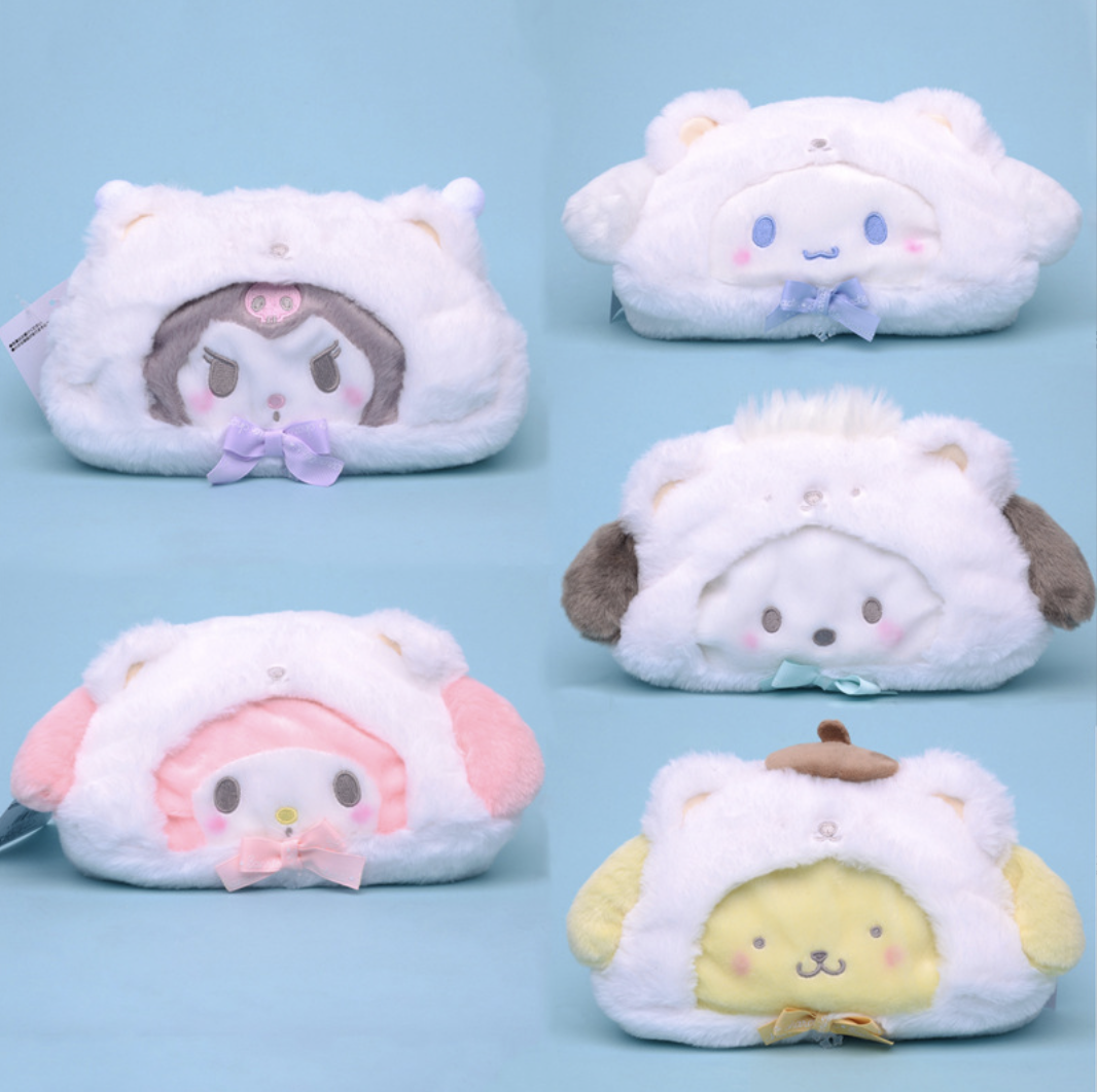 日系三li鸥北极熊布丁帕恰玉桂狗库洛米美乐蒂笔袋卡通化妆包收纳