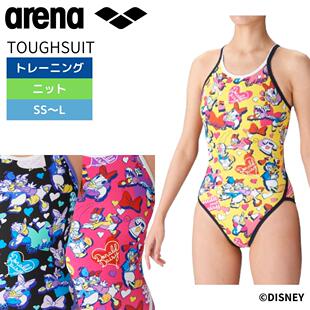 24新款 arena连体泳衣黛西唐纳德图案初中生高中生比赛训练泳衣