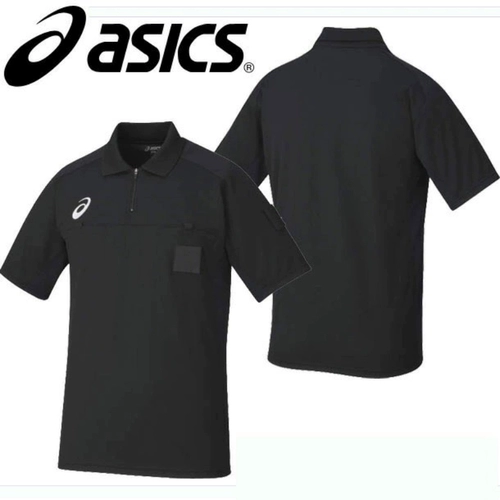 Asics, японская футбольная черная быстросохнущая футболка polo с молнией, футболка с коротким рукавом, на молнии