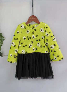 宝儿童装连衣裙秋冬款毛呢裙时尚可爱女童连衣裙23716里料纯棉