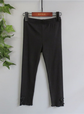 宝儿春夏款童装打底裤女童纯棉弹力裤子中大童打底长裤1010110