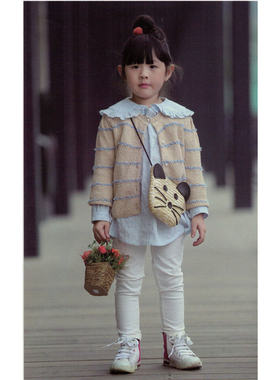 宝儿童装毛衣女童条纹开衫针织衫春秋款纯棉开衫外搭16360