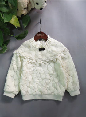 春秋款宝儿童装蕾丝套头衫女童甜美淑女款上衣50711
