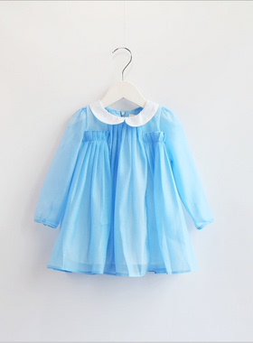 宝儿春秋小童连衣裙童装长袖韩版连衣裙女童娃娃领连衣裙16780