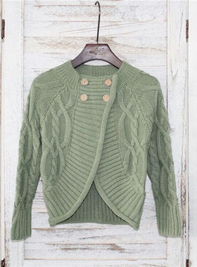 宝儿童装毛衣春秋款针织羊毛上衣女童短款开衫外套21858