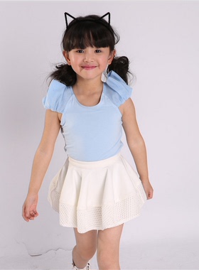 宝儿童装夏装上衣女童针织薄T恤衫基础款打底衫13782