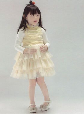 宝儿春款童装连衣裙蛋糕蓬蓬背心连衣裙蕾丝网纱公主裙18609