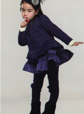 宝儿薄棉衣女童修身加棉童装上衣秋冬款小衬衣领薄棉袄25683