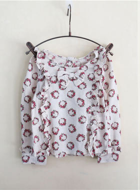 春夏款韩国宝儿小童童装衬衫麻料开衫上衣花边后面系扣衬衣16121