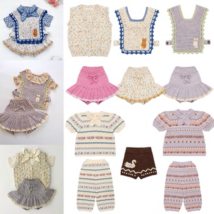 儿童毛衣26早春MP童装女童复古针织背心爆米花马甲宝宝短袖裤裙