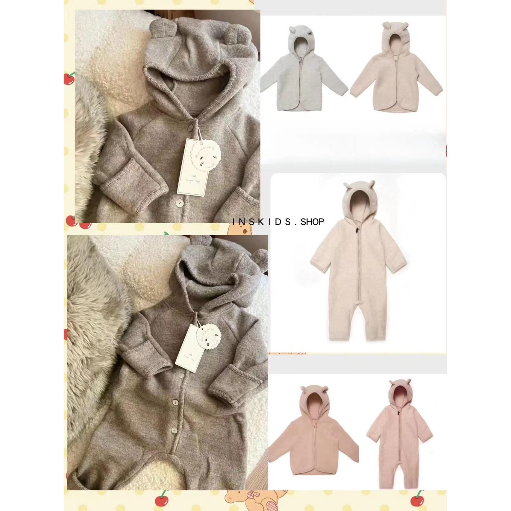 秋冬儿童北欧美利奴羊毛大衣童装Hu宝宝羊毛外套婴幼儿拉链连体服