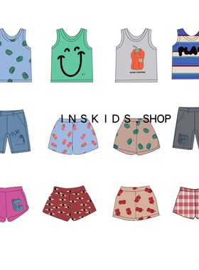 bobo21夏季男女儿童薄款纯棉背心短裤中小童宝宝夏天短裤