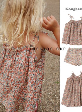 25夏季新款童裙ks童装女童田园风碎花棉吊带裙宝宝吊带背心短裤