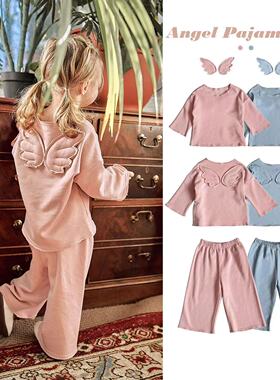 儿童套装2025秋季童装女童高定立体翅膀家居服卫衣长裤两件套