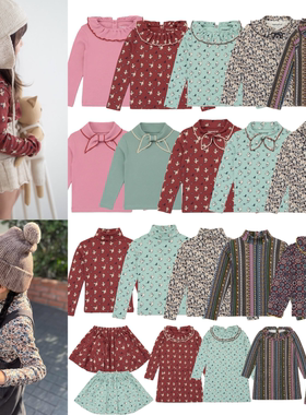 25年秋冬MP女童花边打底长袖T恤宝宝领结上衣连衣裙百褶裙阔腿裤