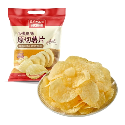 RT-MART大润发代购甄选原切薯片经典盐味128g休闲零食膨化食品
