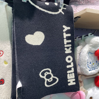 冬季加厚针织KT猫围巾披肩