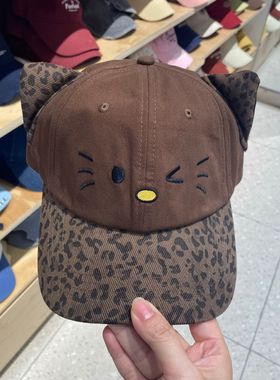 the green party国内代购豹纹kitty卡通棒球帽女猫耳朵鸭舌帽休闲