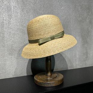 高端 仅此2顶特细拉菲草真丝麻 春夏可折可调节遮阳帽女帽