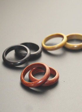 红木檀木戒指乌木尾戒木黑绿紫檀木细圆男女学生情侣款对戒忠之路