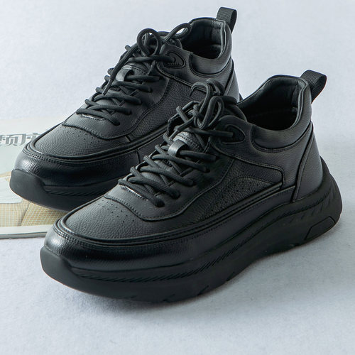 轻若无物 脚感WU敌！内里毛茸茸 系带小牛皮增高运动皮鞋男25B027