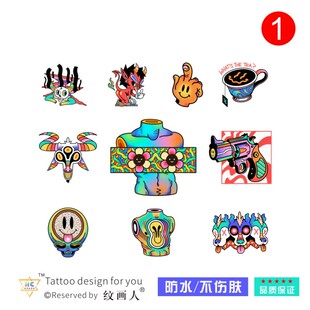 【音乐节系列】彩色os纹身贴文艺范卡通可爱防水持久欧美风原创