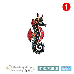 欧美old 街头嘻哈 school海马OS纹身贴卡通防水逼真手臂刺青潮款