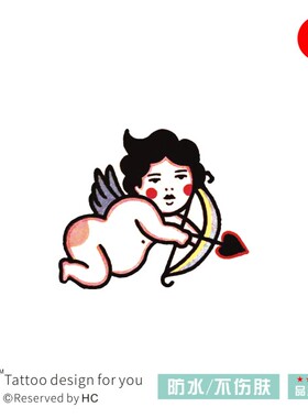 可爱萌手绘天使宝宝纹身贴