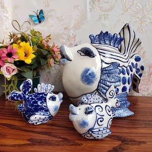 Blue 陶瓷青花瓷花花鱼茶壶复古泡茶壶单壶茶具 sky布鲁瓷经典 款