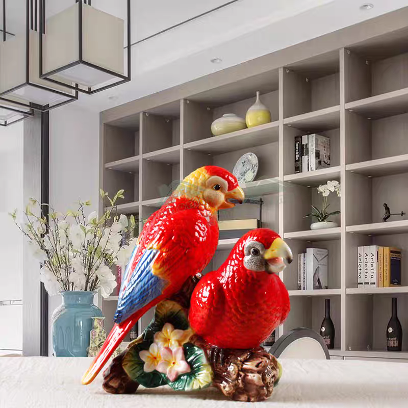 外贸陶瓷鹦鹉摆件创意家居装饰品客厅玄关电视柜摆设乔迁结婚礼物