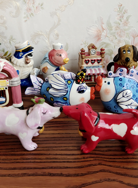 blue sky布鲁瓷纯手绘陶瓷动物调味瓶小摆件厨房客厅装饰小物件