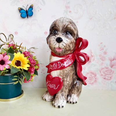 Blue sky布鲁瓷陶瓷贵宾犬摆件美式电视柜酒柜玄关莎莎狗狗摆设